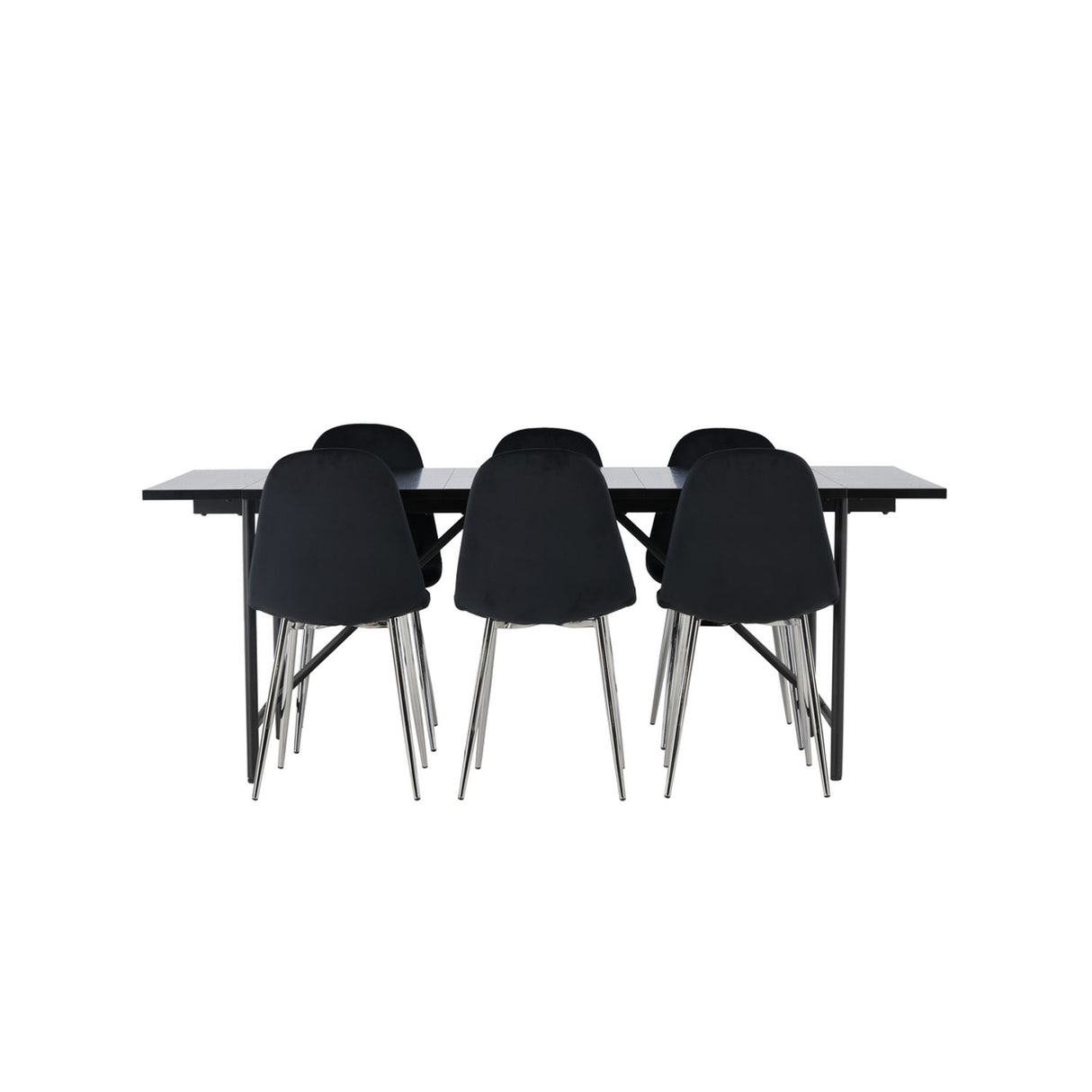 Astrid, Polar Rektangulär matgrupp Svart,Silver, Svart, 200 x 90