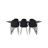 Astrid, Polar Rektangulär matgrupp Svart,Silver, Svart, 200 x 90