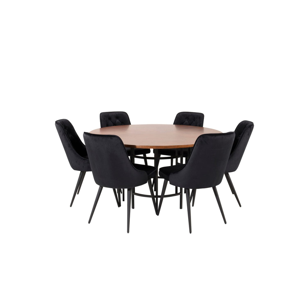 Copenhagen, Velvet Deluxe Rund matgrupp Svart, Svart,Brun, ⌀140