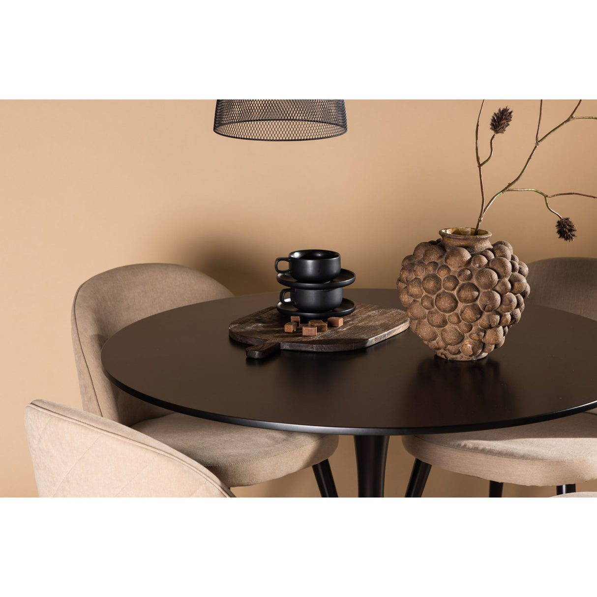 Glade, Velvet Rund matgrupp Beige, Svart, Svart, ⌀100