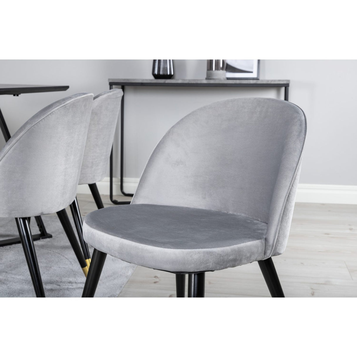 Marina, Velvet Rektangulär matgrupp Svart,Guld,Grå, Svart, 180 x 90