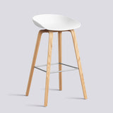 AAS 32 75 cm Barpall White 2.0, ekfaner med vattenbaserad lack, Rostfritt stål