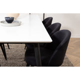 Jimmy, Velvet Rektangulär matgrupp Svart, Svart, vit, 195 x 90