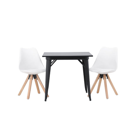 Tempe, Zeno Rektangulär matgrupp Natur, vit, Svart, 80 x 80
