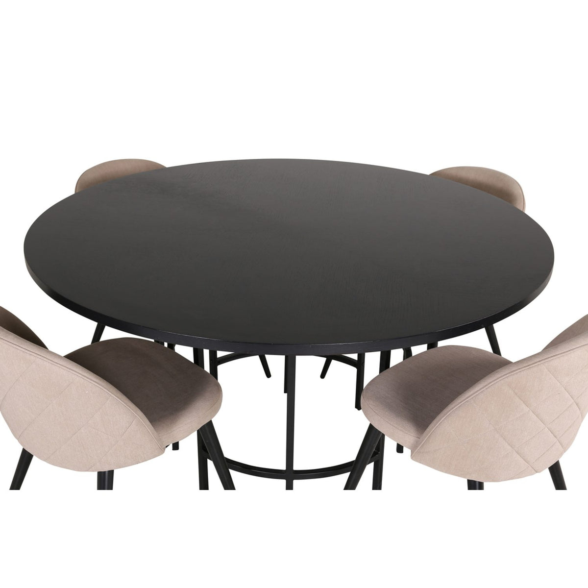 Copenhagen, Velvet Rund matgrupp Beige,Svart, Svart, ⌀140
