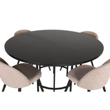 Copenhagen, Velvet Rund matgrupp Beige,Svart, Svart, ⌀140
