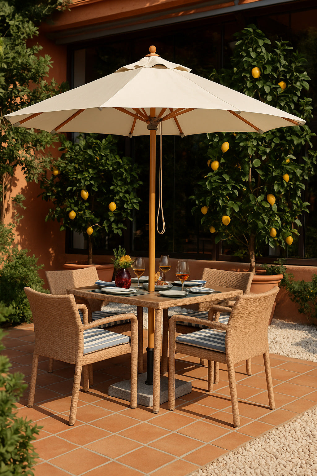 Corsica Parasoll 3m Beige/Wood
