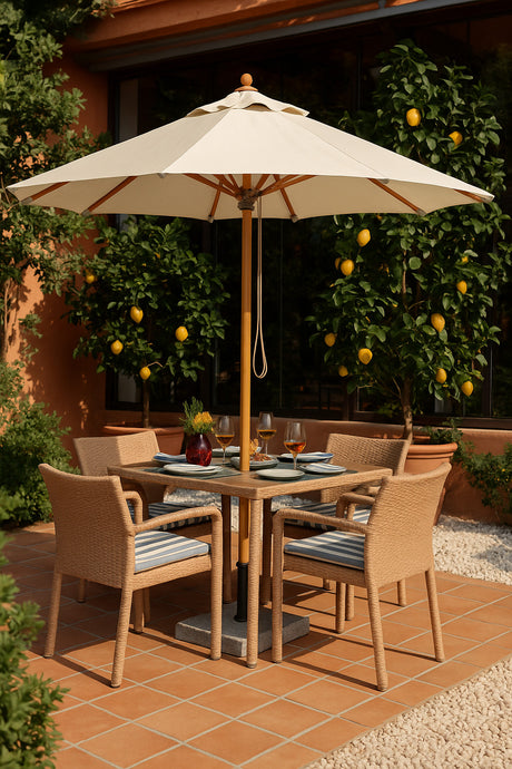 Corsica Parasoll 3m Beige/Wood