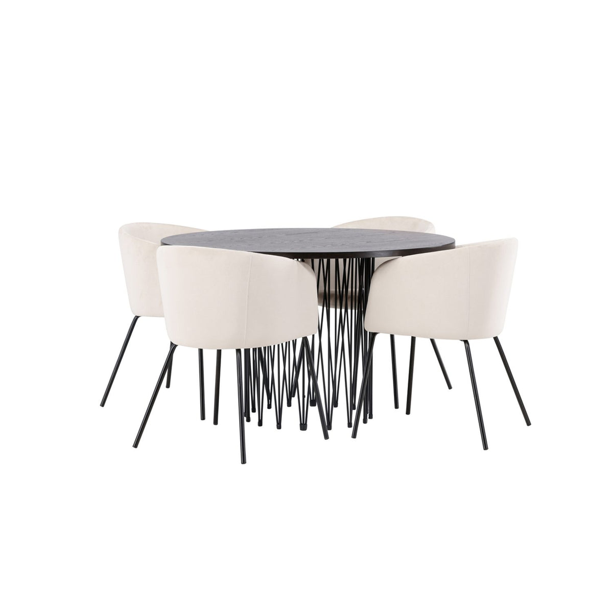 Stone, Berit Rund matgrupp Beige, Svart, Svart, Mocka, ⌀120