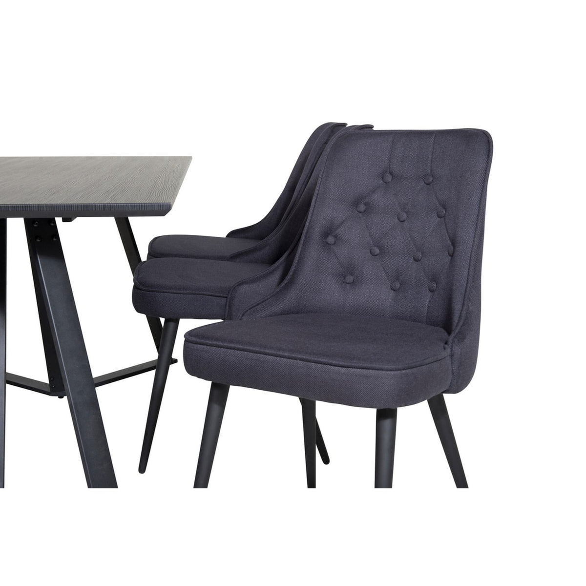Marina, Velvet Deluxe Rektangulär matgrupp Svart, Svart, 180 x 90
