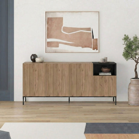 Helsingfors 180 (180 x 80 x 41,8 cm) Konsolbord Naturlig ekträ svart sandsten