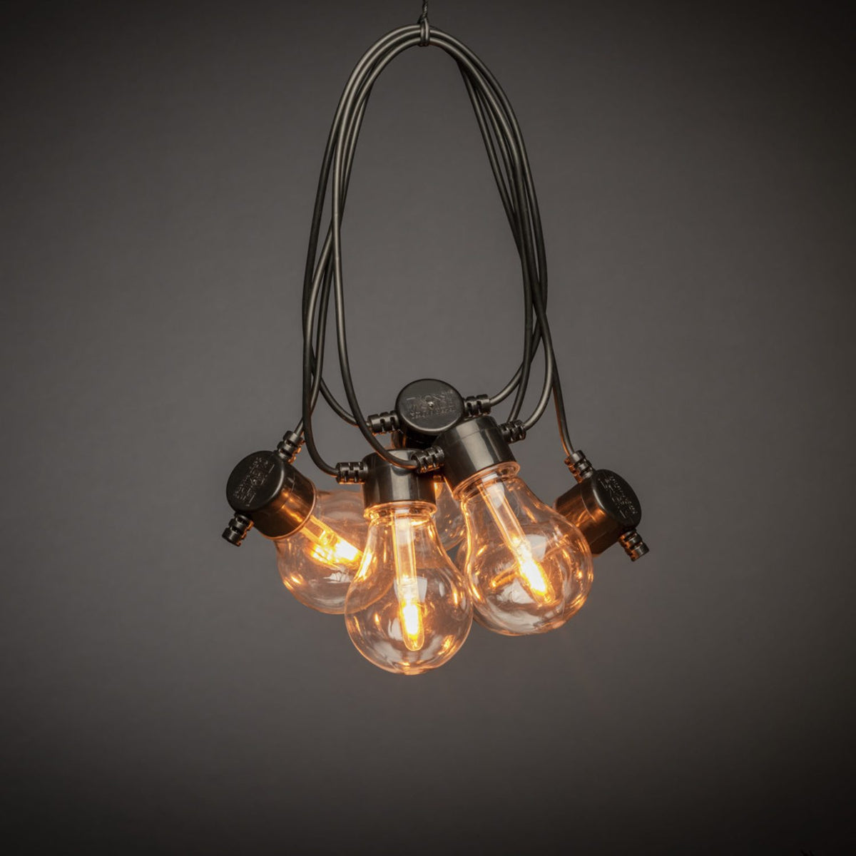 E27 10 Amber LED, Utbytbar Dimmer Oval Ljusslinga Ute