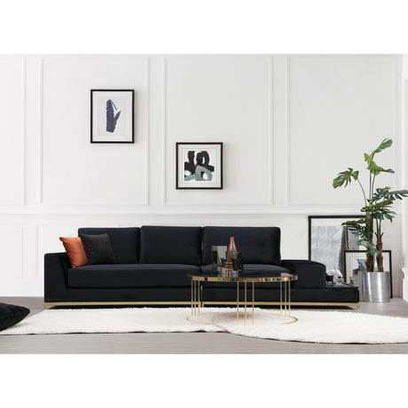 Line med sidobord (320 x 102 x 84 cm) Svart Guld 4-sitssoffa