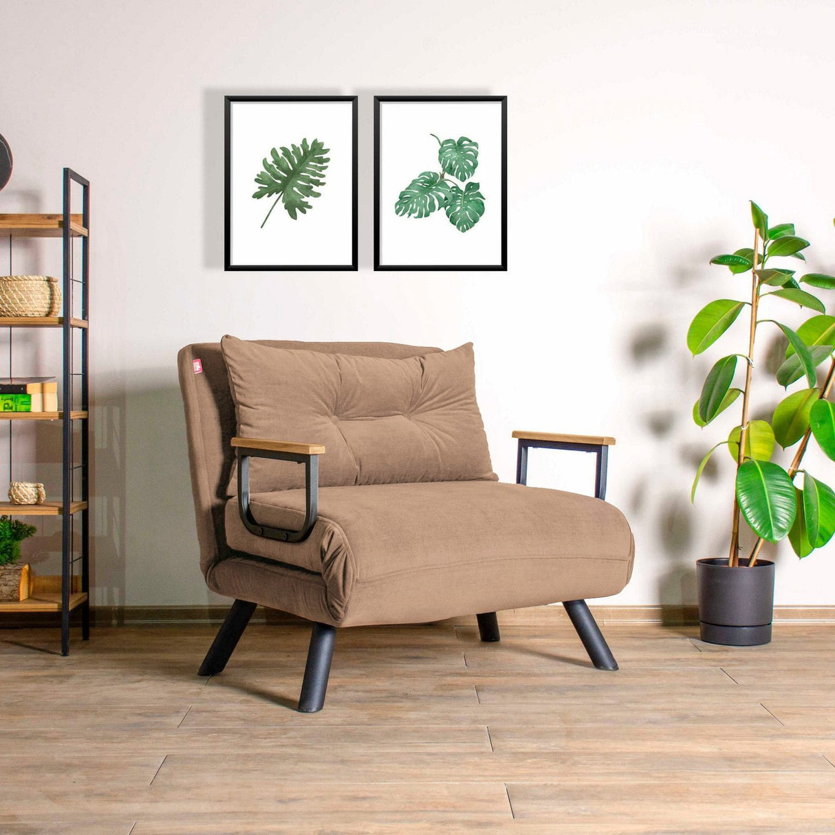 Freetown Single (26 x 120 x 60 cm) 1-sits bäddsoffa Ljusbrun
