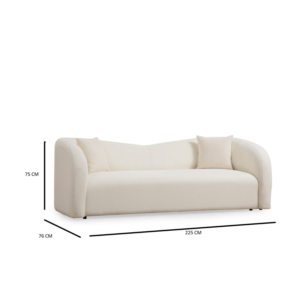 Funchal (225 x 76 x 75 cm) Kräm 3-sitssoffa
