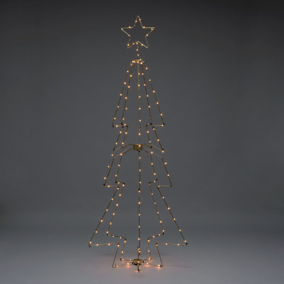 Metall med toppstjärna 210cm 145 LED Gran med Belysning Mässing