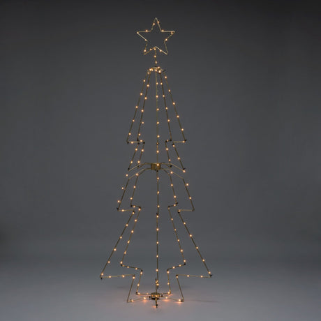 Metall med toppstjärna 210cm 145 LED Gran med Belysning Mässing