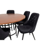 Copenhagen, Velvet Deluxe Rund matgrupp Svart, Svart,Brun, ⌀140