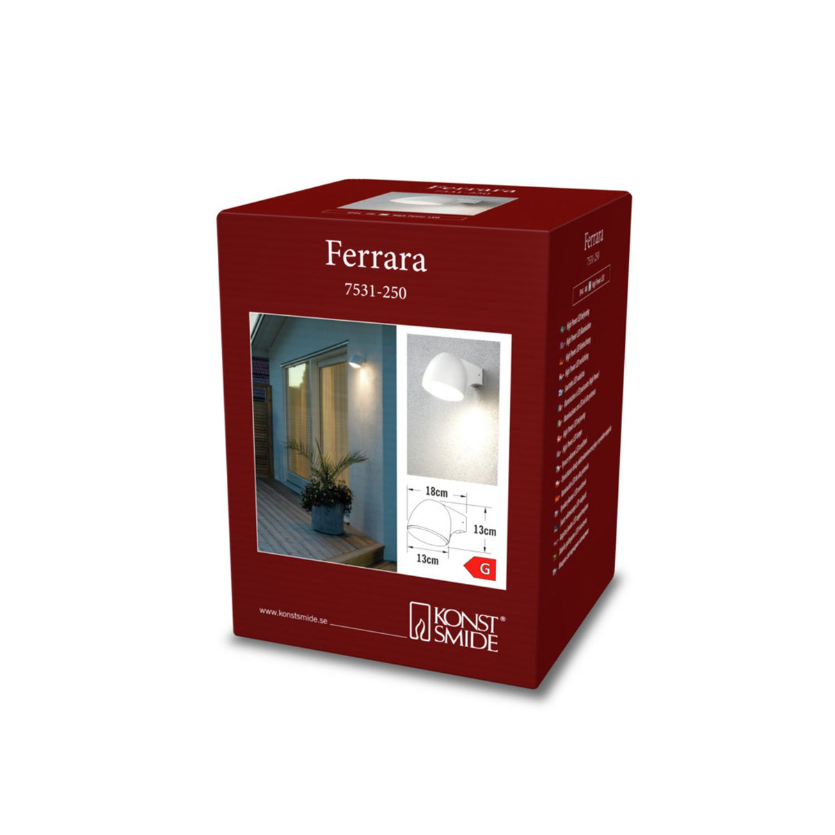 Ferrara HP-LED 4W Vägglampa Ute Vit