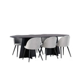 Bootcut, sammet Rektangulär matgrupp Svart,Grå, Svart, 230 x 115