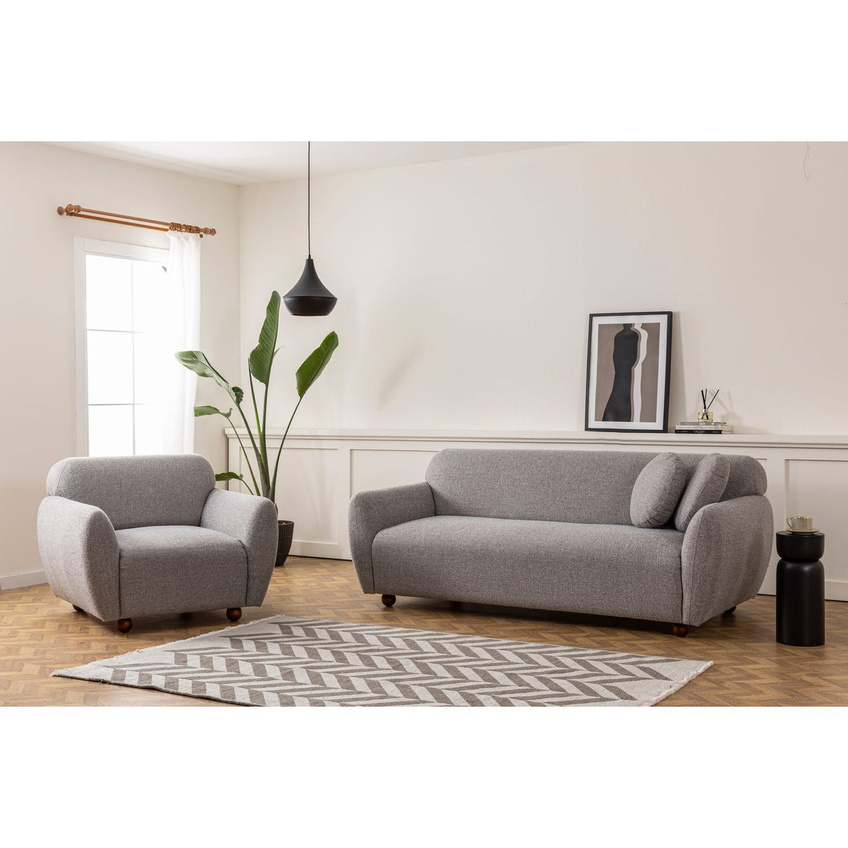 Bergen (223 x 83 x 86 cm) 3-sitssoffa Ljusgrå