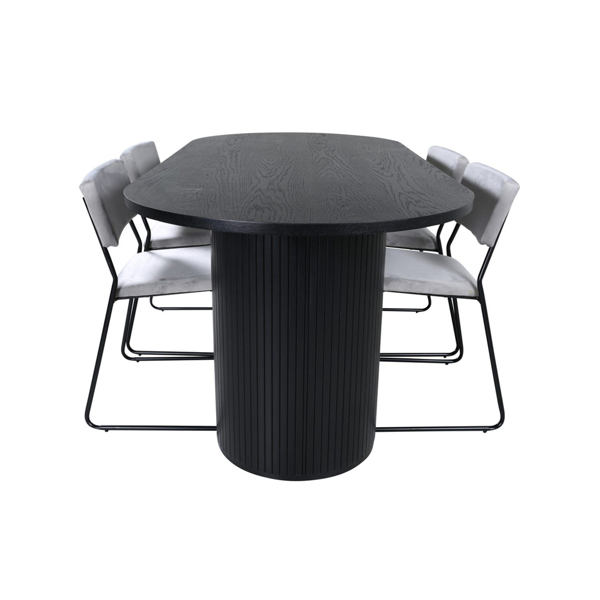 Bianca, Kenth Oval matgrupp Svart, ljusgrå, Svart, 200 x 90