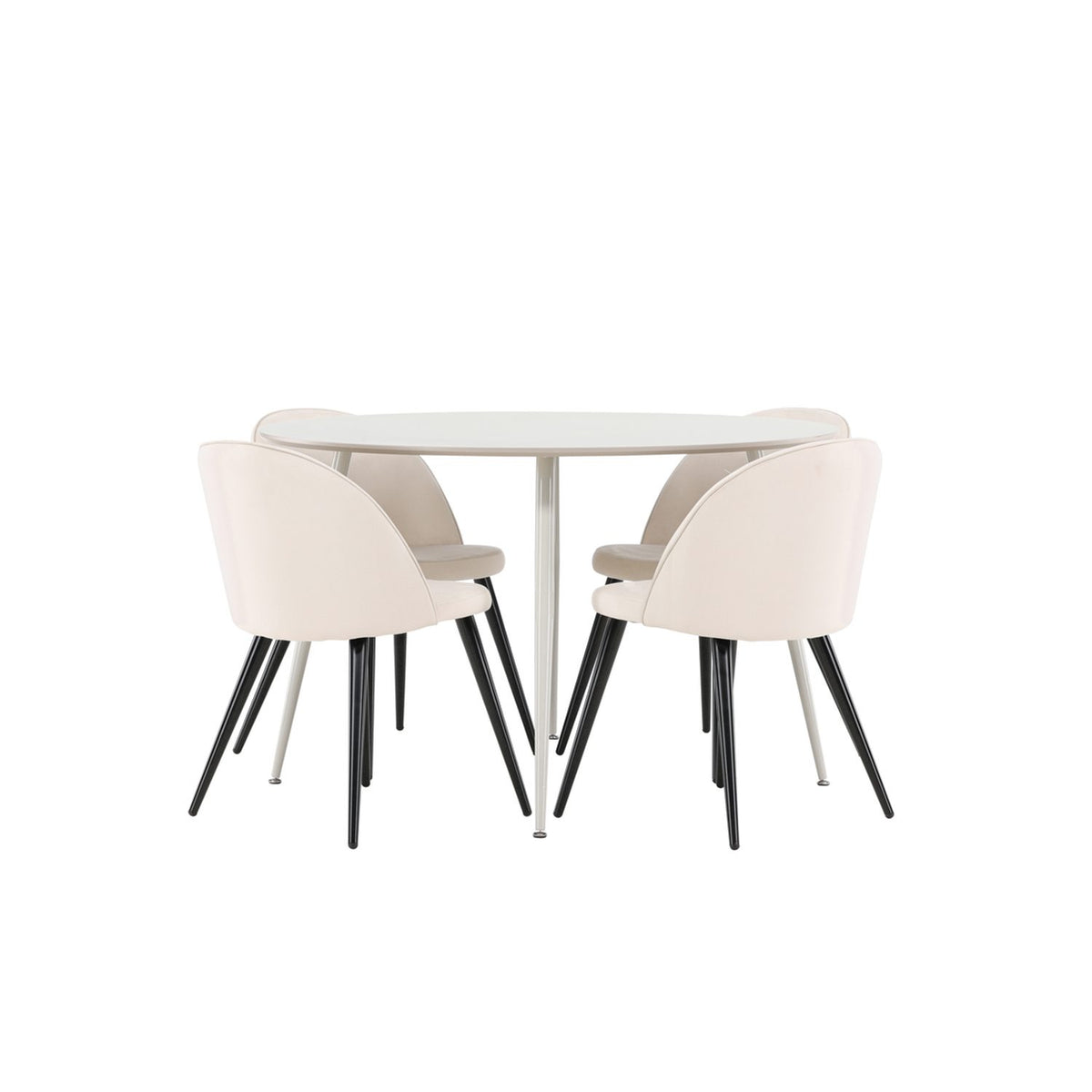 Plaza, Sammet Rund matgrupp Beige,Svart, Beige, ⌀120