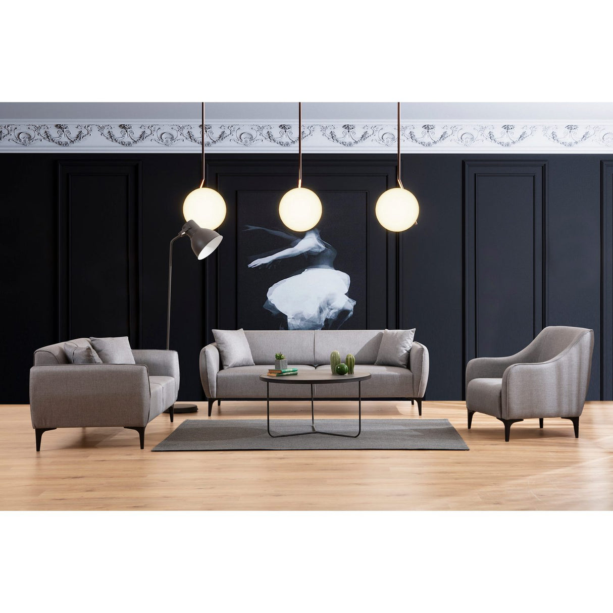 Muskat (160 x 67 x 95 cm) 2-sitssoffa Grå
