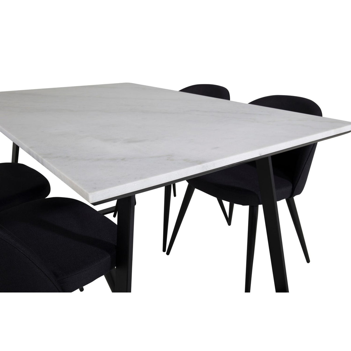 Estelle, Velvet Rektangulär matgrupp Svart, Svart, vit, 140 x 90