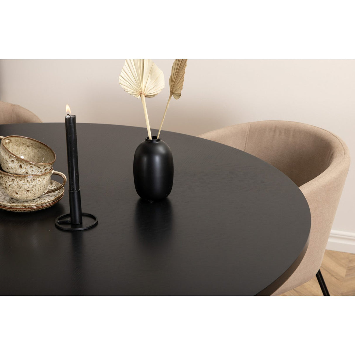 Copenhagen, Berit Rund matgrupp Beige, Svart, Svart, ⌀140