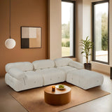 Vienna Beige L1-O1-1R-PUF (288 x 95 x 75 cm) Hörnsoffa Vit