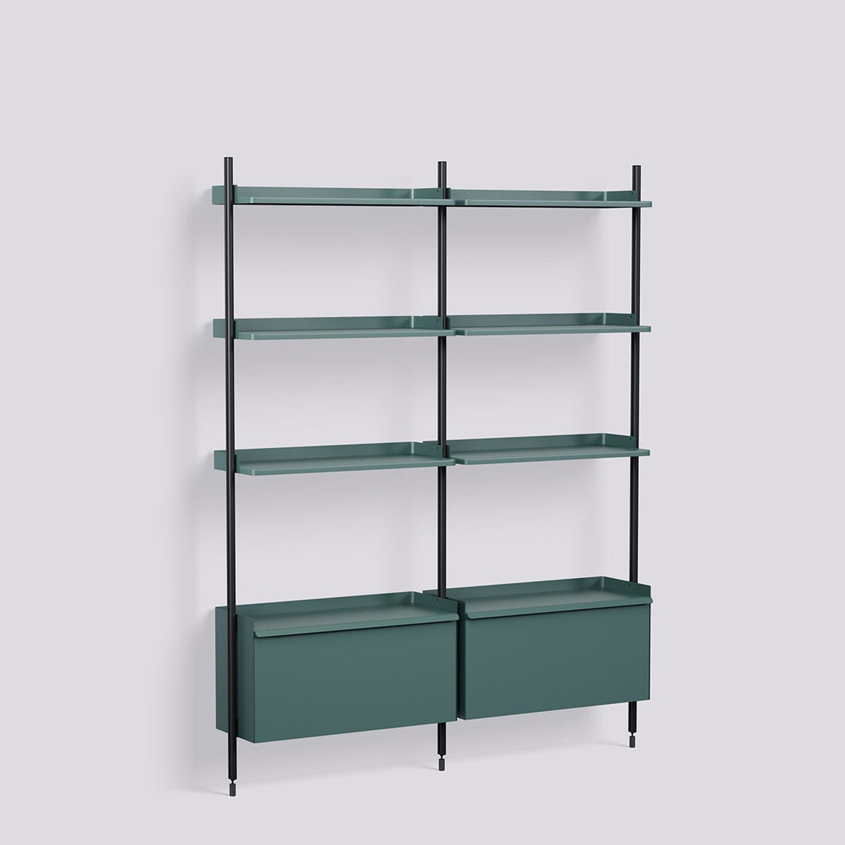 Pier System 132 2 sektioner 162 × 34 × 209 cm Hyllsystem PS Blue, Black – anodiserad aluminium