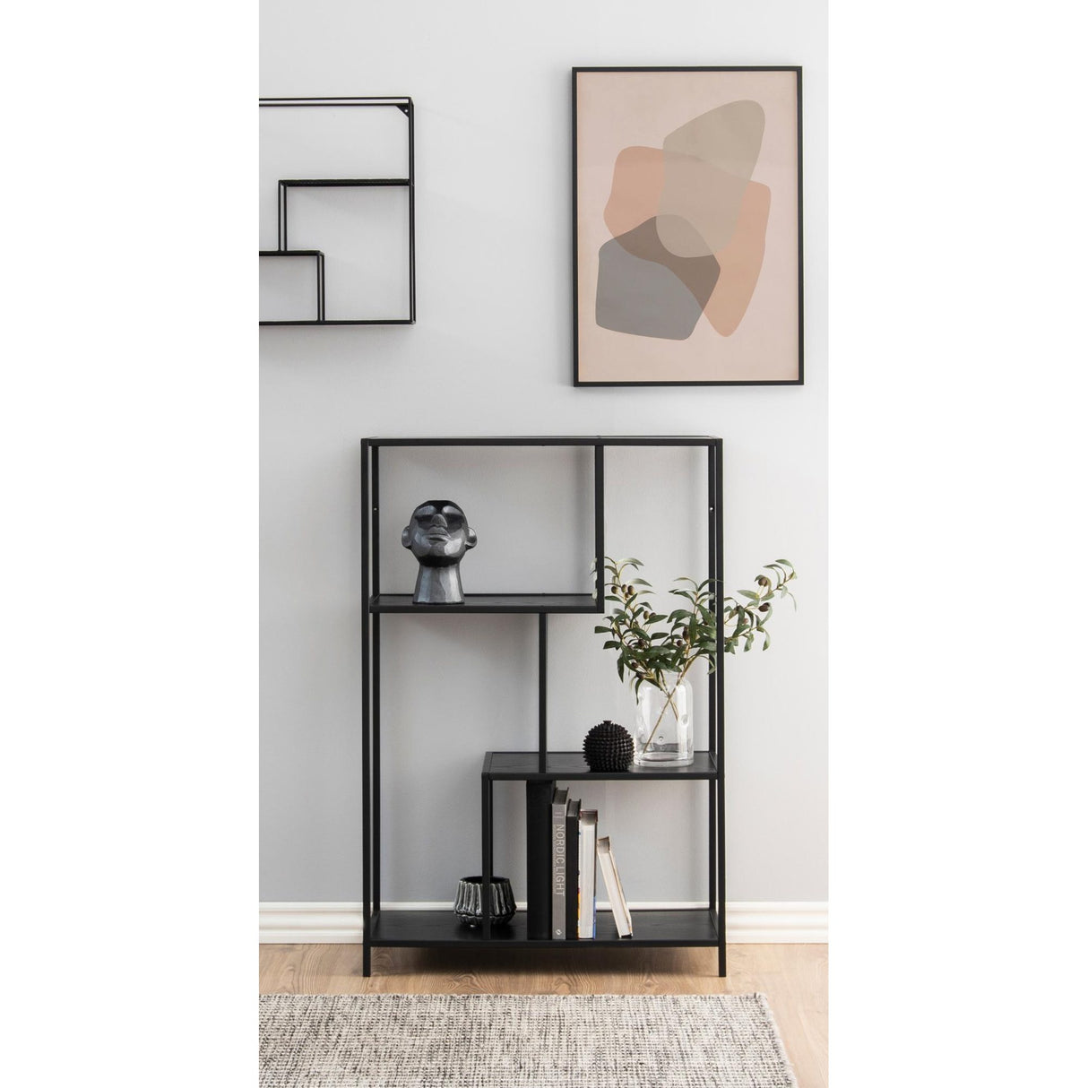 Seaford Bokhylla Asymmetrisk 114x77x35 cm Svart