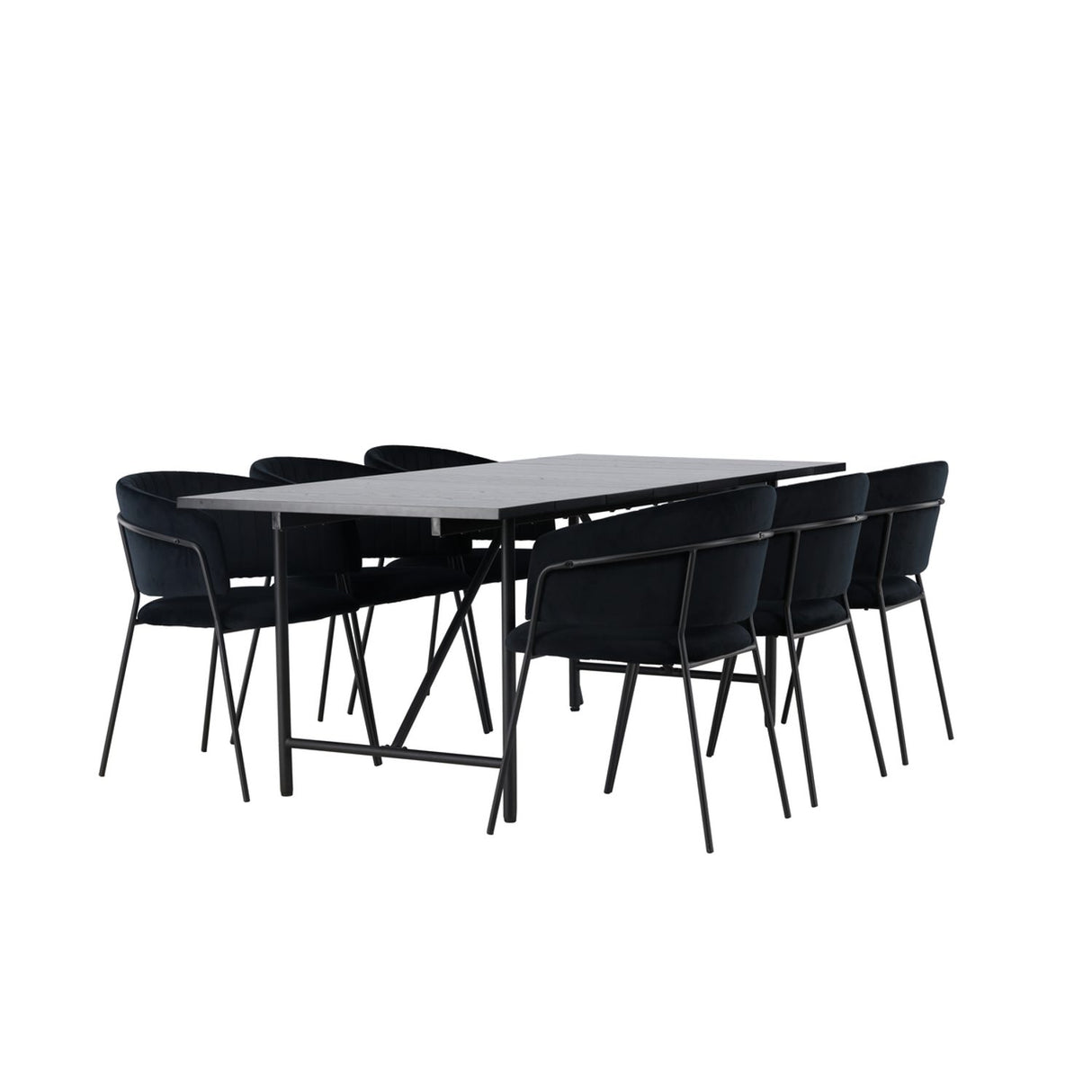 Astrid, Selma Rektangulär matgrupp Svart, Svart, 200 x 90