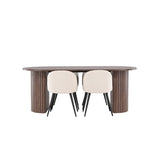 Härön, Velvet Ovalt matgrupp Beige,Svart, Mocka, 200 x 90