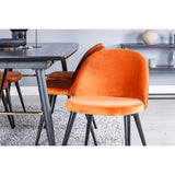 Guld, sammet Rektangulär matgrupp Svart, rostig orange, Svart, 180 x 85
