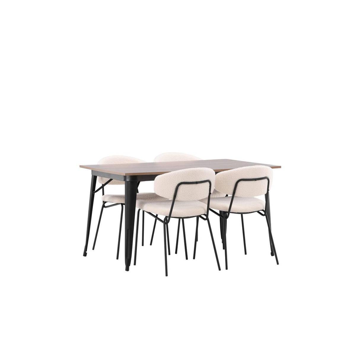 Tempe, Chico Rektangulär matgrupp Vit, Valnöt, 140 x 80