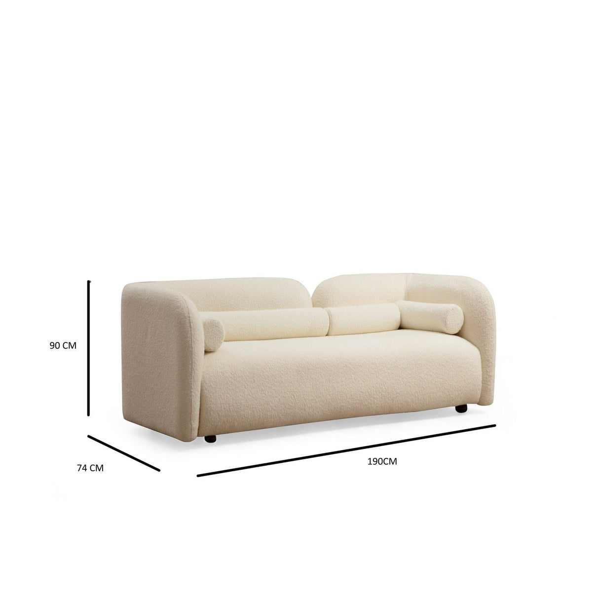 Victoria Bouclette (190 x 74 x 90 cm) Creme 2-sitssoffa