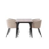 Tempe, Berit Rektangulär matgrupp Beige, Svart, Valnöt, 140 x 80