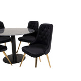 Estelle, Velvet Deluxe Rund matgrupp Svart, Guld, Svart,Mörkgrå, ⌀106