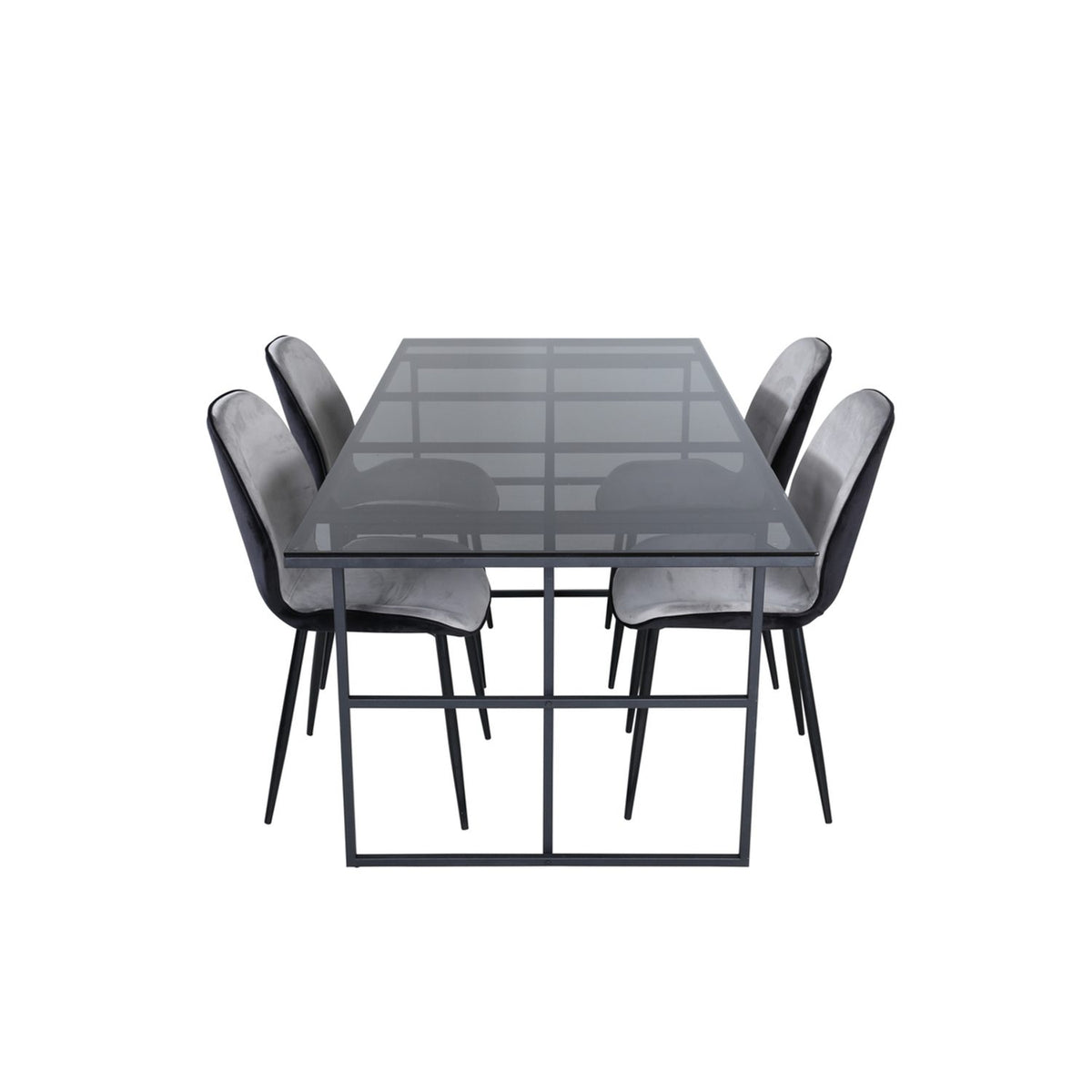 Leif, Emma Rektangulär matgrupp Svart,Grå, Svart, 200 x 90