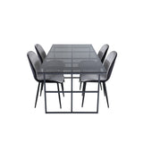 Leif, Emma Rektangulär matgrupp Svart,Grå, Svart, 200 x 90