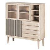 Broholm Högskåp Lameller 124x133 cm Vitoljad Ek