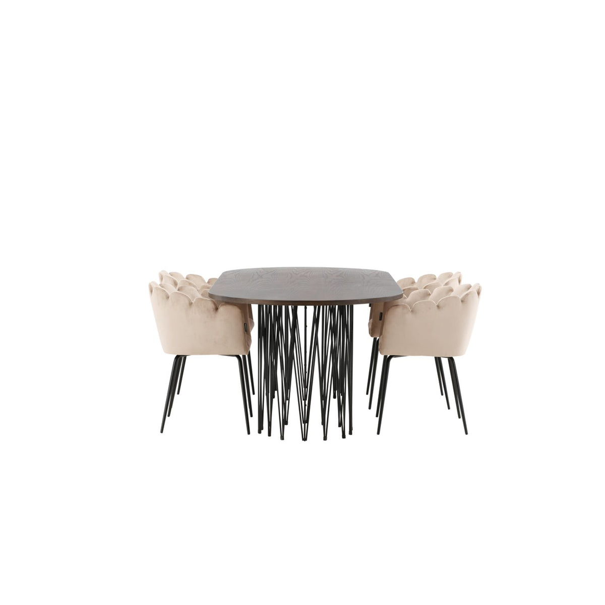 Stone, Limhamn Oval matgrupp Beige,Svart, Svart, mocka, 220 x 100