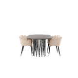 Stone, Limhamn Oval matgrupp Beige,Svart, Svart, mocka, 220 x 100