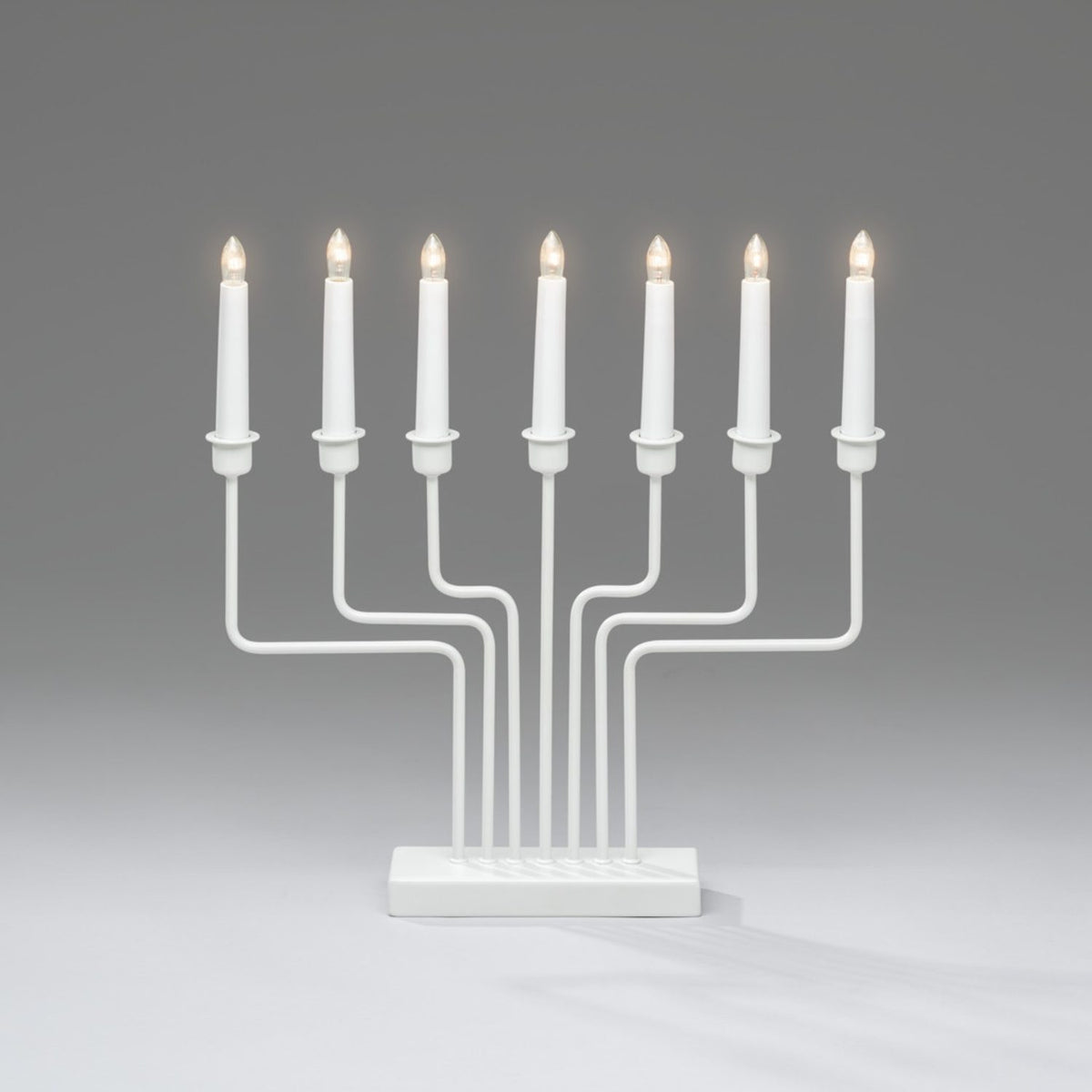 7 Ljus Metall 37 cm Elljusstake Vit