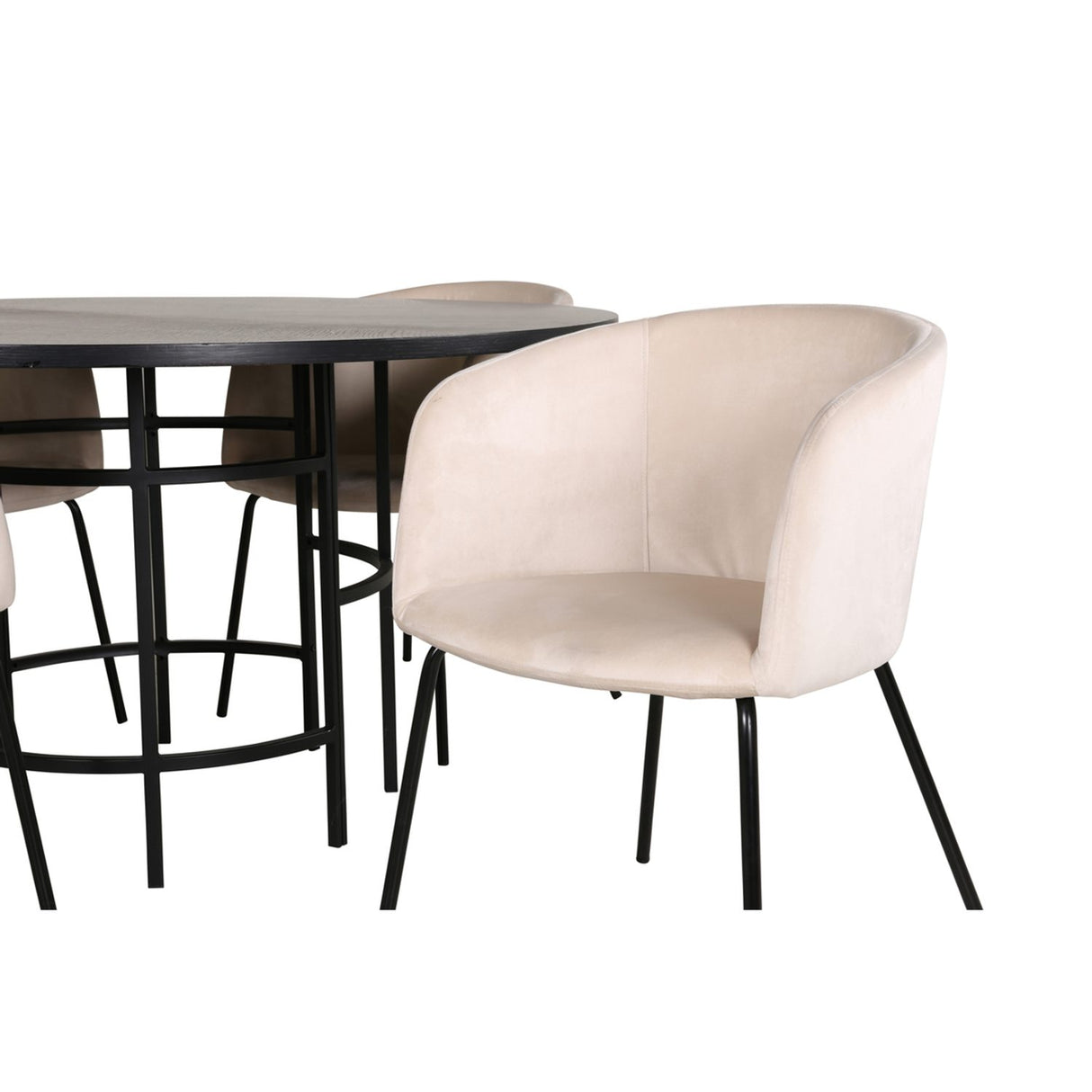 Copenhagen, Berit Rund matgrupp Beige,Svart, Svart, ⌀140