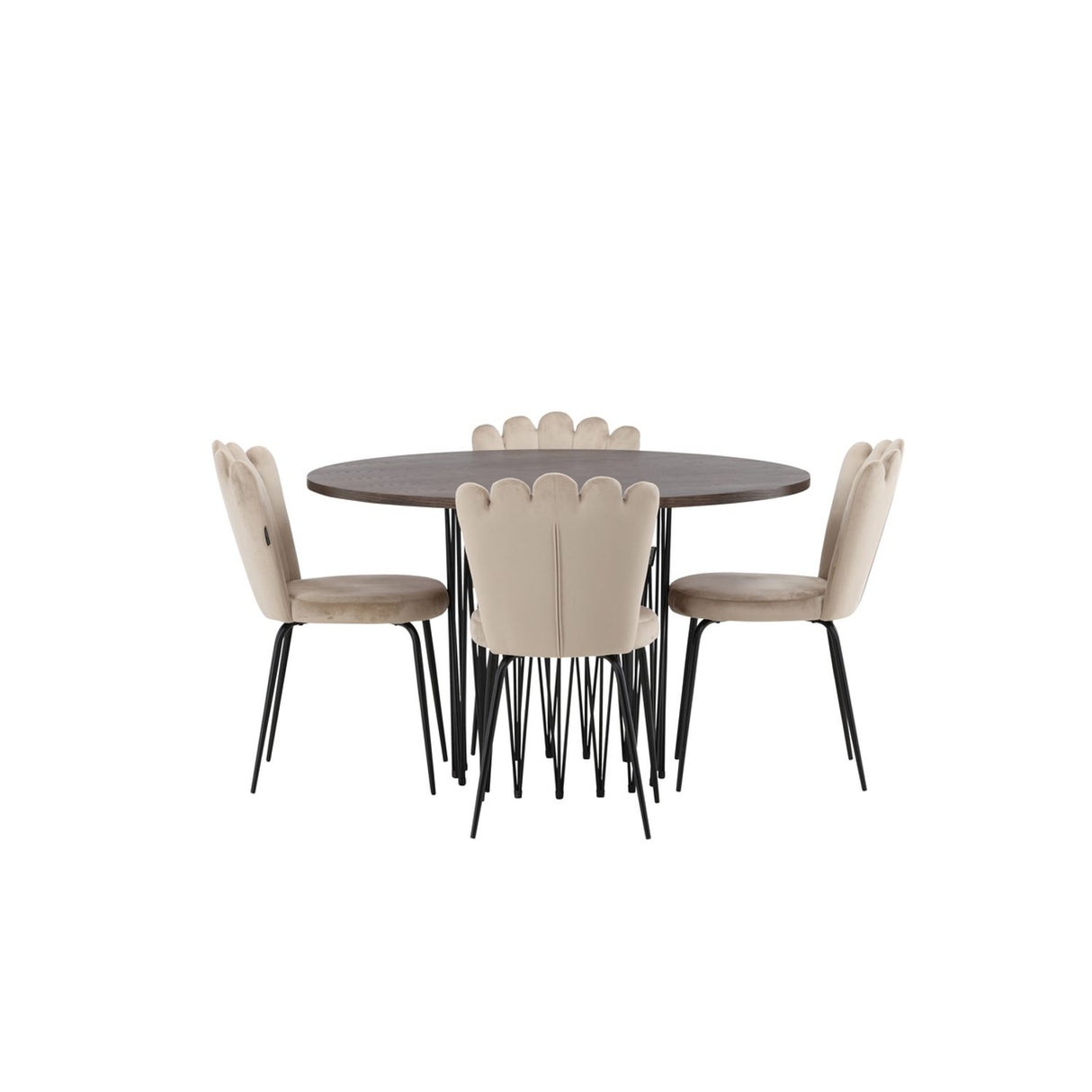 Stone, Limhamn Rund matgrupp Beige,Svart, Svart, mocka, ⌀120