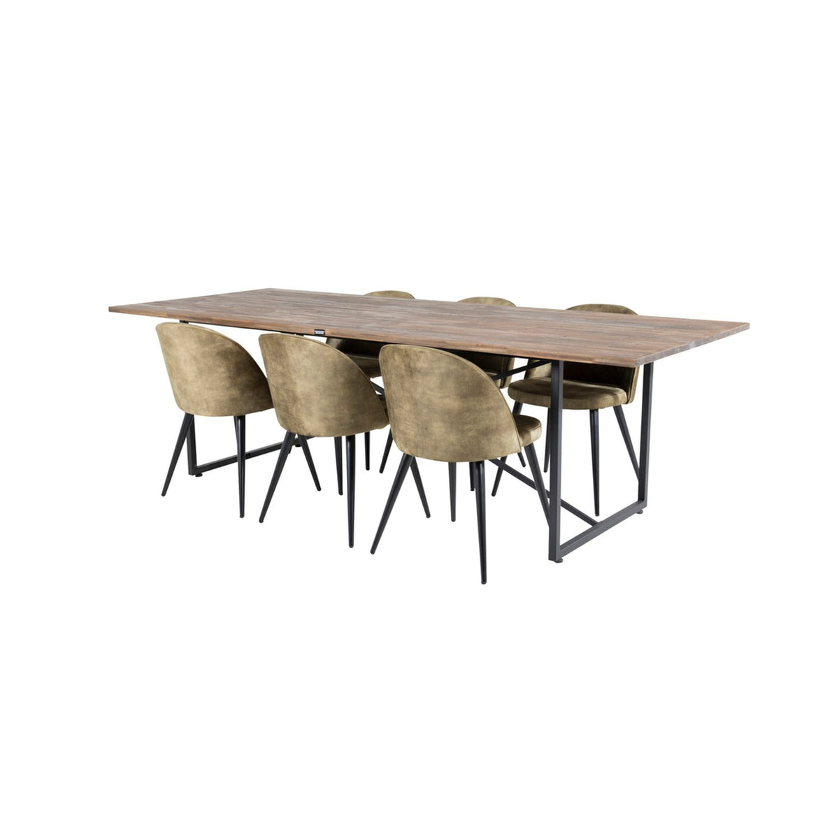 Padang, Velvet Rektangulär matgrupp Svart,Grön, Svart,Natur, 250 x 100