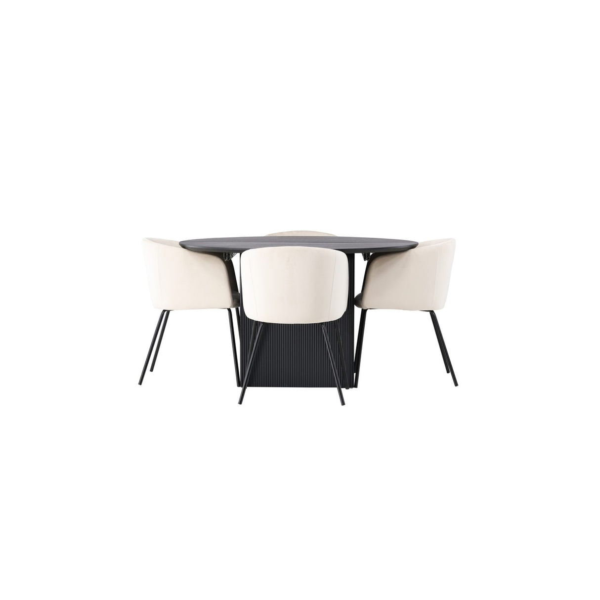 Matilda, Berit Rund matgrupp Beige,Svart, Svart, ⌀130